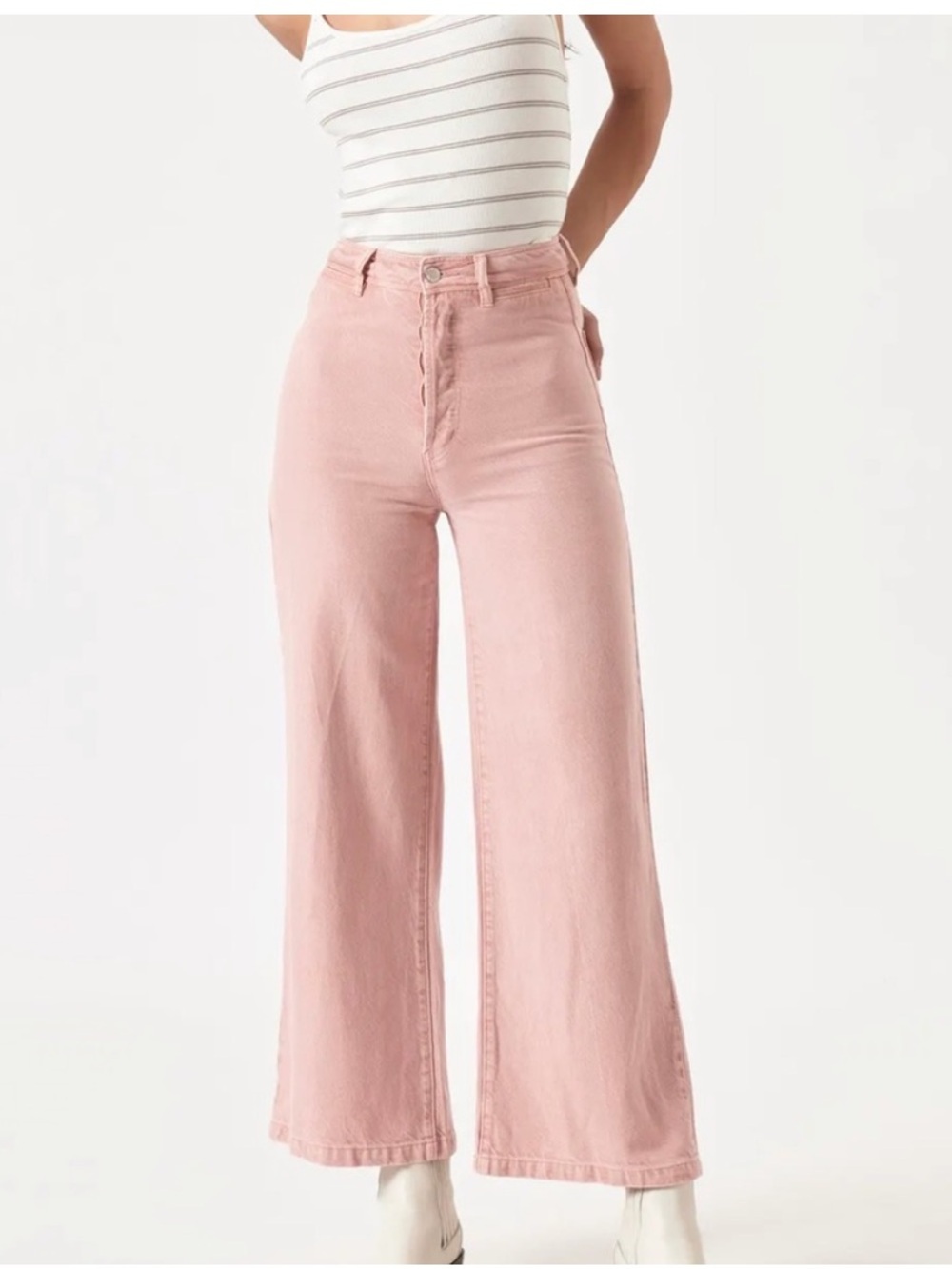 Rolla's Sailor High Rise Wide Leg Jeans Dusty Pink Size 27 Cropped Denim